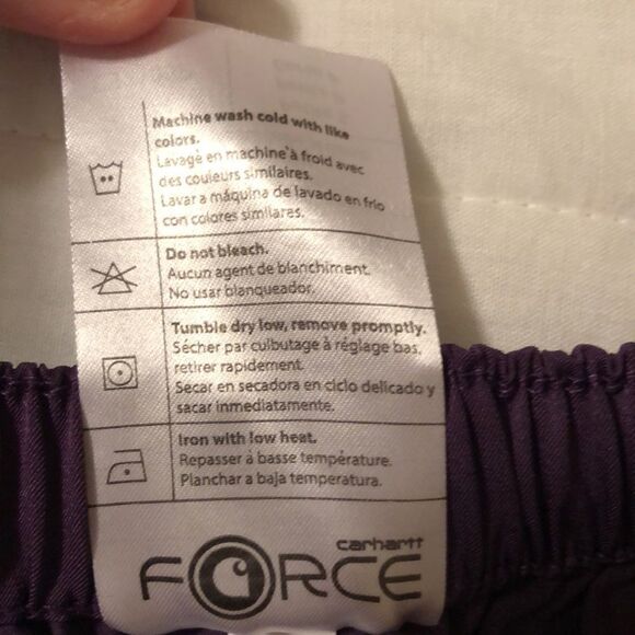 carhartt SP Force Purple Scrub Pants with Six Pockets Gold Drawstrings - Picture 13 of 14